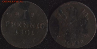 Мелочь старой Германии на оценку - Франкфурт 1 пфенниг 1801 - 200