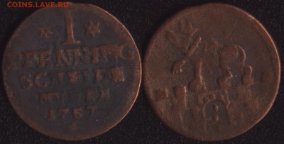 Мелочь старой Германии на оценку - Анхальт Бернбург 1 пфенниг 1757 - 500