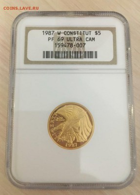 5 долларов 1987г NGC PF69 золото - IMG-20190817-WA0001-1