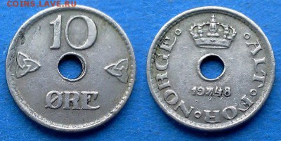 Норвегия - 10 эре 1948 года до 25.08 - Норвегия 10 эре 1948