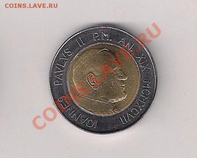 Ватикан 500 лир 1997 Иоанн Павел II в UNC БИМЕТАЛЛ до 17.07 - в500-2