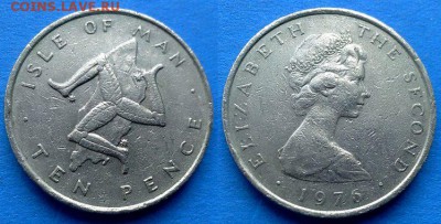 Остров Мэн - 10 пенсов 1976 года (РМ) до 26.08 - Остров Мэн 10 пенсов 1976