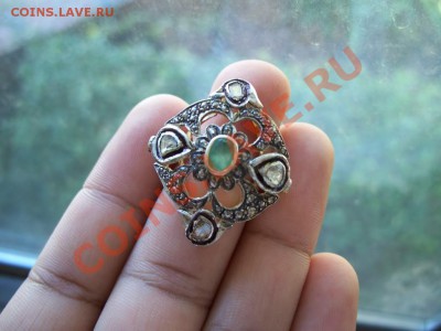 Кольцо с алмазами и изумрудом. Серебро. 19 век - rings101061