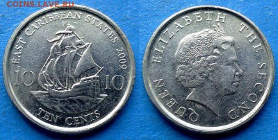 Восточные Карибы - 10 центов 2009 года (Парусник) до 27.08 - Восточные Карибы 10 центов 2009
