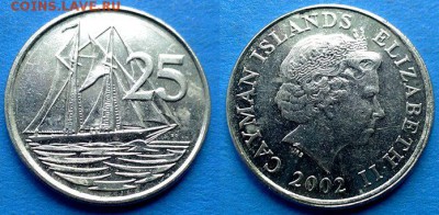 Каймановы острова - 25 центов 2002 года (Парусник) до 27.08 - Каймановы острова 25 центов, 2002