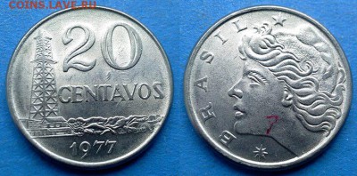 Бразилия - 20 сентаво 1977 года UNC до 27.08 - Бразилия 20 сентаво, 1977