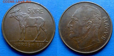 Норвегия - 5 эре 1958 года (Лось) до 27.08 - Норвегия 5 эре, 1958