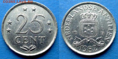 Нидерландские Антильские острова - 25 центов 1982 до 27.08 - Нидерландские Антильские острова 25 центов, 1982