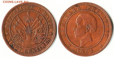 Гаити. - Гаити 20 сентим 1863 HEATON KM-41 F-2 VF-5 XF-9,5