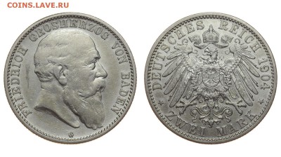 Баден. 2 марки 1904 г. Фридрих. G. До 29.08.19. - DSH_1888.JPG