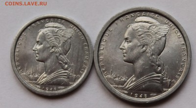 Французский Камерун 1 и 2 франка 1948 UNC - 10