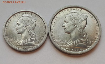 Французский Камерун 1 и 2 франка 1948 UNC - 9