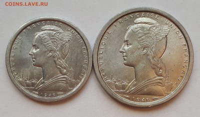 Французский Камерун 1 и 2 франка 1948 UNC - 8
