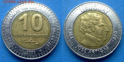 *2000*) до 1.09 - Уругвай 10 песо 2000