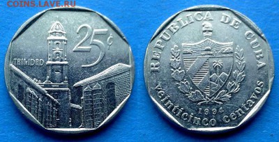 С рубля - Куба 25 сентаво 1994 года до 1.09 - Куба 25 сентаво, 1994