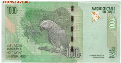 Конго 1000 франков 2013 до 04.09.2019 в 22.00мск - 1-кон1000