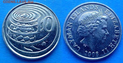 С рубля - Каймановы острова 10 центов 2008 года до 7.09 - Каймановы острова 10 центов, 2008