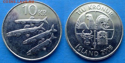 С рубля - Исландия 10 крон 2008 года до 7.09 - Исландия 10 крон, 2008