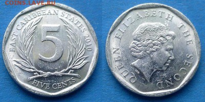 С рубля - Восточные Карибы 5 центов 2010 года до 7.09 - Восточные Карибы 5 центов, 2010