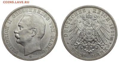 Баден. 3 марки 1911 г. G. Фридрих II. До 05.09.19. - DSH_3092.JPG