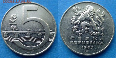 С рубля - Чехия 5 крон 1993 года до 7.09 - Чехия 5 крон, 1993