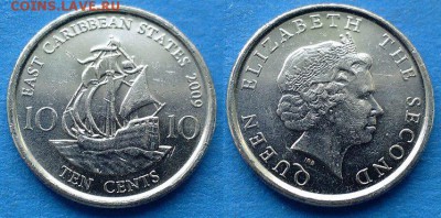 С рубля - Восточные Карибы 10 центов 2009 года до 7.09 - Восточные Карибы 10 центов, 2009