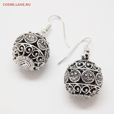 Серебрянное старинное украшение из Калмыкии - EQ135-Ethnic-Tibetan-Silver-Color-Smile-Face-Hollow-Ball-Vintage-Earrings-For-Women-Girls-2015-New