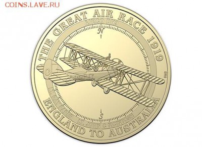 НОВОСТИ - 10164_D_Reverse of the 2019 $1 Centenary of The Great Air Race_Eight Coin Collection Airco DH9 Uncirculated Coin_5