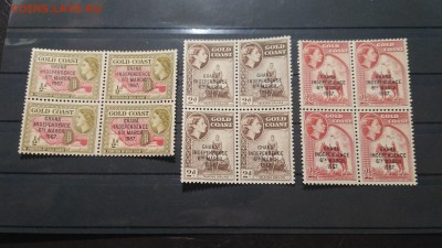 Золотой Берег - Гана 1957г. три квартблока с надпечаткой - IMG_20190905_213617