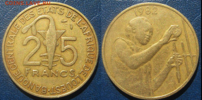 Западная Африка 25 франков 1982 г До 07-09 В 22-00МСК - Запал 25 фр