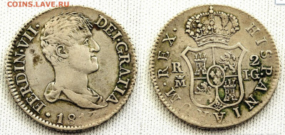 Помощь в определении монеты (Фердинанд VII) - 2 reales 1813 IG