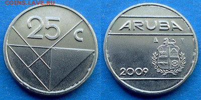 С рубля - Аруба 25 центов 2009 года до 13.09 - Аруба 25 центов 2009