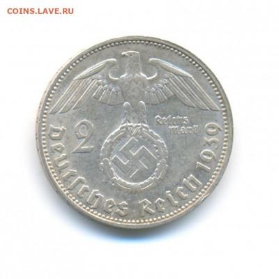 Ag. 3-й рейх 2 марки 1939 J. до 7.10 22:00 - 16