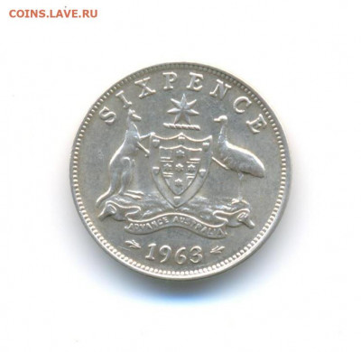Ag. Австралия 6 пенсов 1963. XF. До 12.9 22:00 - 25