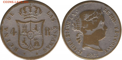 Помощь в определении монеты (Фердинанд VII) - 4 reales 1861 km#608..