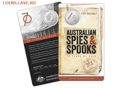 НОВОСТИ - 10240_D_Packaging of the 2019 50c 70th Anniversary of ASIO Uncirculated Top Secret Coin1_3