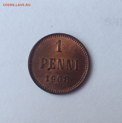 1 пенни Русская Финляндия 1908г., UNC , до 14.09.19г. - 1p8-2