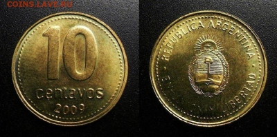 МОНЕТЫ МИРА 09-19 (+боны, медали и жетоны) - Аргентина - 10 сентаво (2009)
