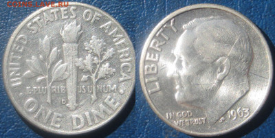 ТОЛЬКО СУТКИ  США 1 дайм 1963 г До 15-09 В 22-00МСК - Дайм63г
