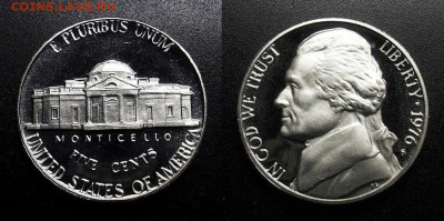 МОНЕТЫ МИРА 09-19 (+боны, медали и жетоны) - США – 5 центов (1976 S) proof