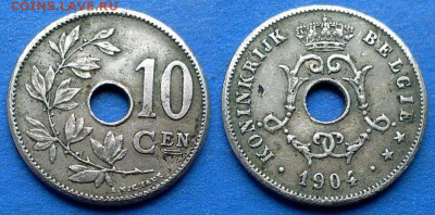 Бельгия - 10 сантимов 1904 года до 21.09 - Бельгия 10 сантимов 1904