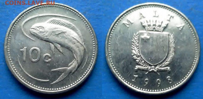 Мальта - 10 центов 1998 года (Рыба) до 21.09 - Мальта 10 центов, 1998