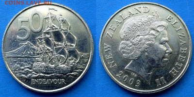 Новая Зеландия - 50 центов 2003 года (Парусник) до 22.09 - Новая Зеландия 50 центов 2003