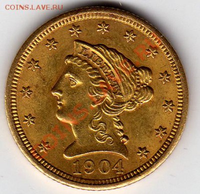 2,5 доллара 1904 год золото - 1