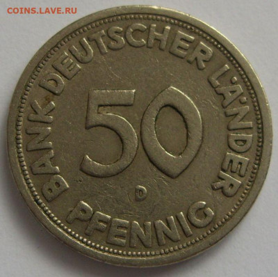 Германия, иностранщина (наборы, на вес, евро), царизм, СССР. - 50 пфеннигов 1949 D - 1