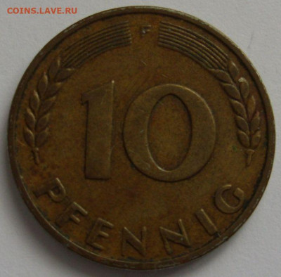 Германия, иностранщина (наборы, на вес, евро), царизм, СССР. - 10 пфеннигов 1949 F - 1