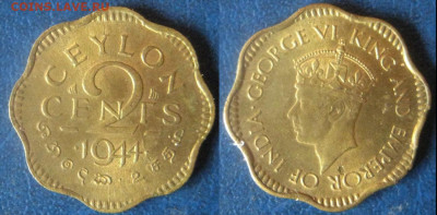 Только сутки ЦЕЙЛОН 2 цента 1944 г До 19-09 в 22-00мск - 2 цента