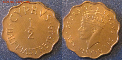 2 пиастра 1949 год До 22-09 в 22-00 мск - кипр пол пиас