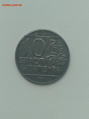 Worms ,10 пфеннигов 1918г(нотгельд)до 24.09.2019г - IMG_20190727_102442