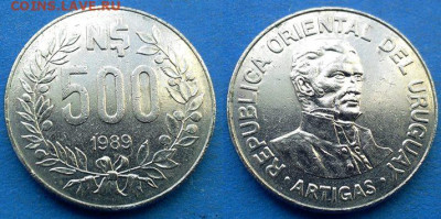 Уругвай - 500 новых песо 1989 года до 27.09 - Уругвай 500 новых песо, 1989